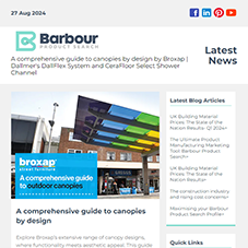 Latest News from Barbour Product Search: A comprehensive guide to canopies by design by Broxap | Dallmer's DallFlex System and CeraFloor Select Shower Channel
